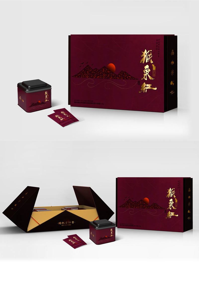 猴采红红茶礼盒包装设计图片